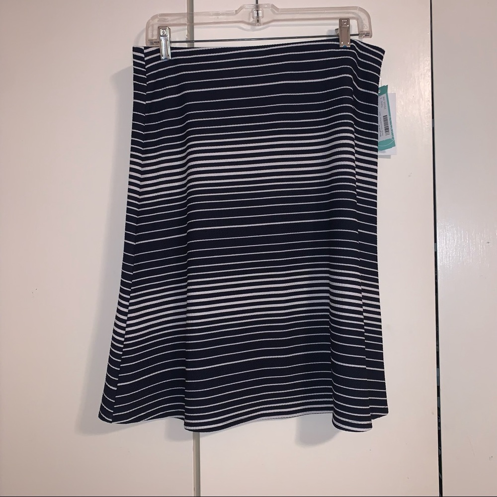 Navy and White Striped Skirt